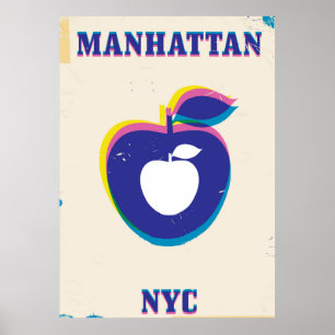 Manhatten NYC Vintage 'Großer Apfel' Reiseposter Poster