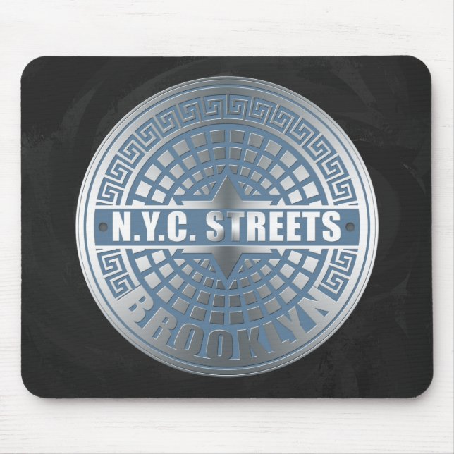 Manhole Cover Brooklyn Blue Mousepad (Vorne)