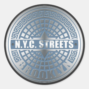 Manhole Cover Brooklyn Blue Runder Aufkleber