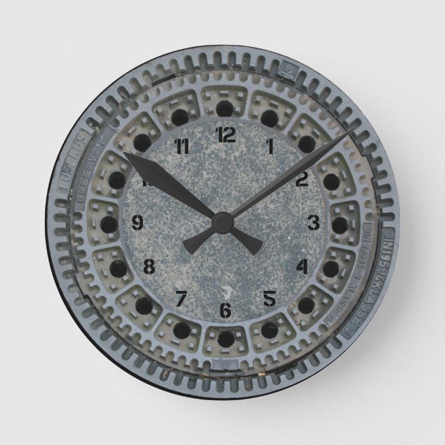 Manhole Cover Runde Wanduhr (Vorderseite)