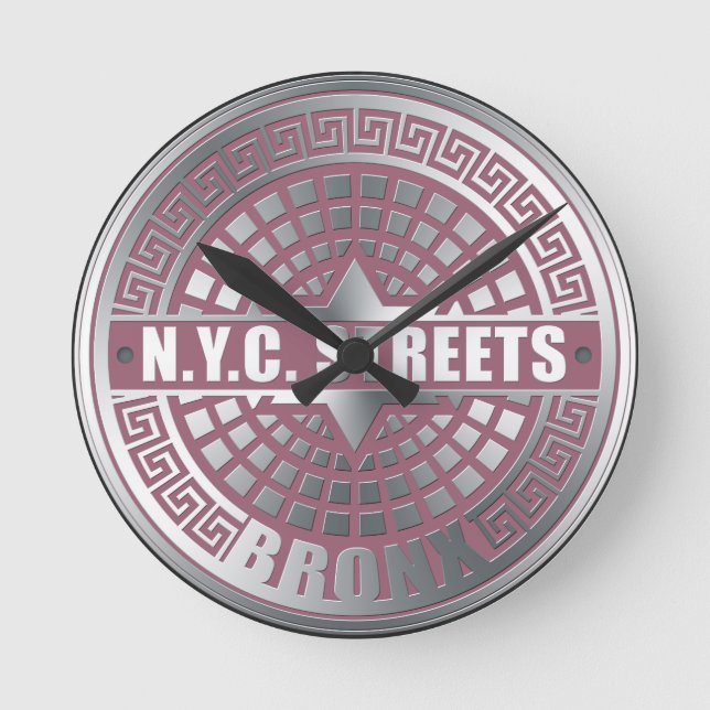 Manhole Covers Bronx Runde Wanduhr (Vorderseite)