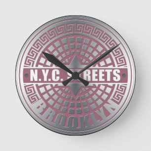Manhole Covers Brooklyn Runde Wanduhr