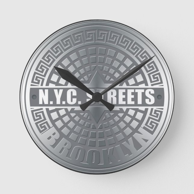 Manhole Covers Brooklyn Runde Wanduhr (Vorderseite)