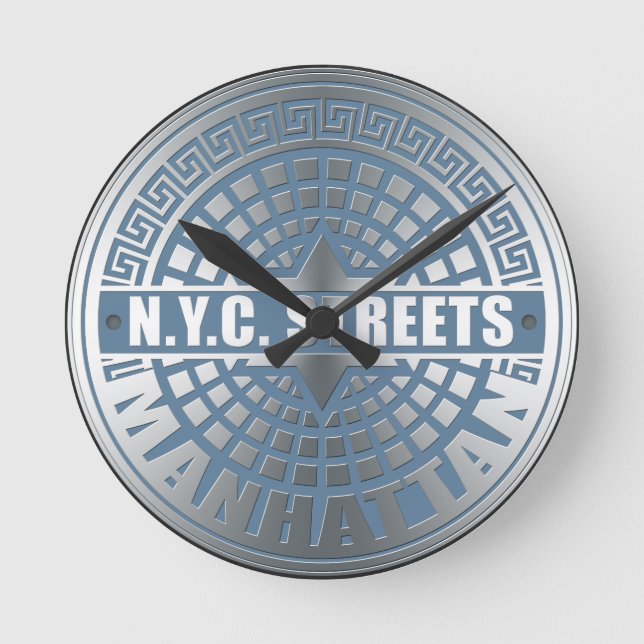Manhole Covers Manhattan Runde Wanduhr (Vorderseite)