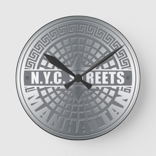 Manhole Covers Manhattan Runde Wanduhr (Vorderseite)