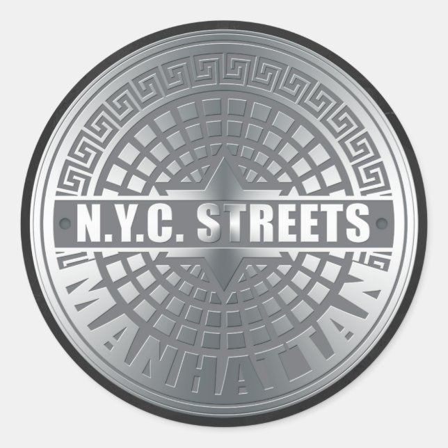 Manhole Covers Manhattan Runder Aufkleber (Vorderseite)