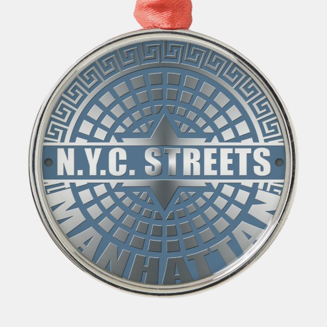Manhole Covers Manhattan Silbernes Ornament (Vorne)