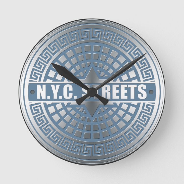 Manhole Covers NYC Runde Wanduhr (Vorderseite)