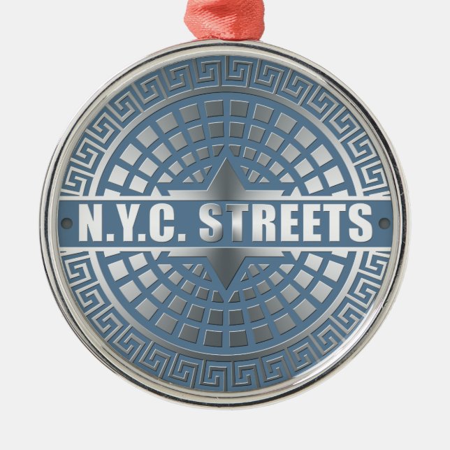 Manhole Covers NYC Silbernes Ornament (Vorne)