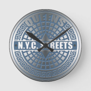 Manhole Covers Queens Runde Wanduhr