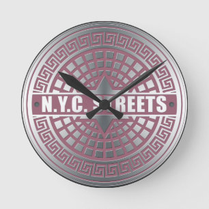 Manhole CoversNYC Runde Wanduhr