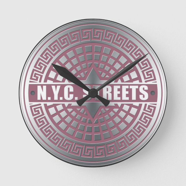 Manhole CoversNYC Runde Wanduhr (Vorderseite)