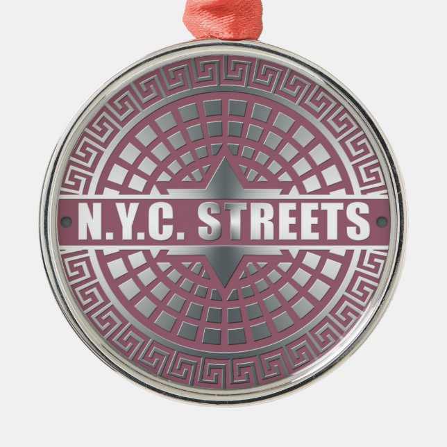 Manhole CoversNYC Silbernes Ornament (Vorne)