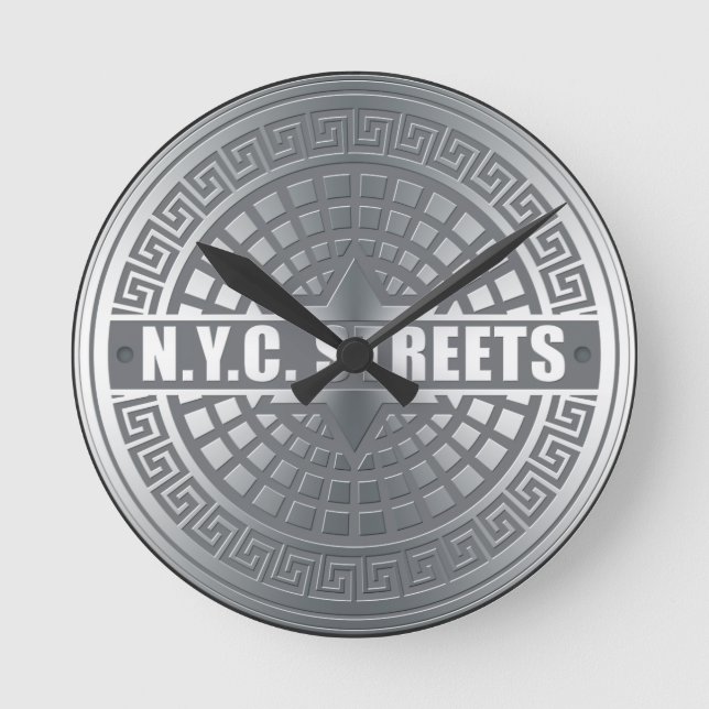Manhole NYC Runde Wanduhr (Vorderseite)