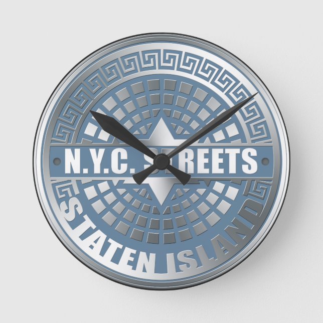 Manhole Staten Island Blue Runde Wanduhr (Vorderseite)