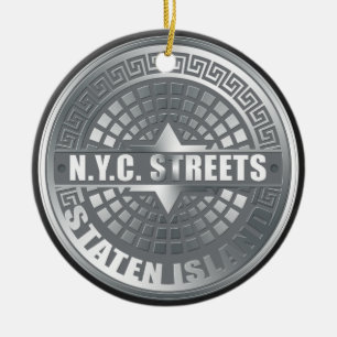 Manhole Staten Island Gray Keramik Ornament