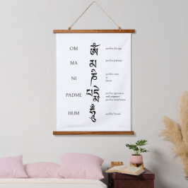 Mani Mantra Tibetan Script Wandteppich Mit Holzrahmen
