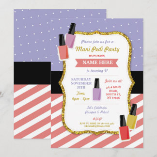 Mani Pedi Beauty Wellness-Center Geburtstagsparty Einladung