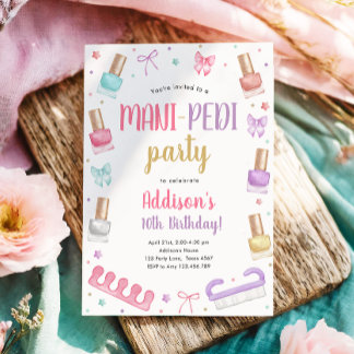Mani-Pedi-Party Maniküre und Pediküre Schleife Geb Einladung