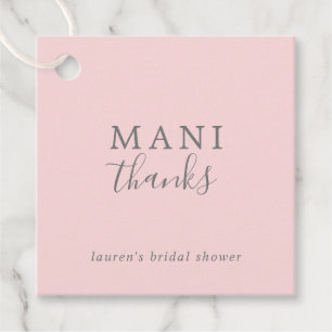 Mani Thanks Einfache rosa und graue Babyparty Geschenkanhänger