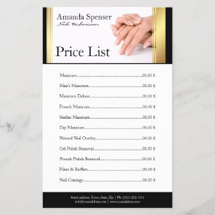 Manicure Nail Salon Preisliste Black & Gold Flyer