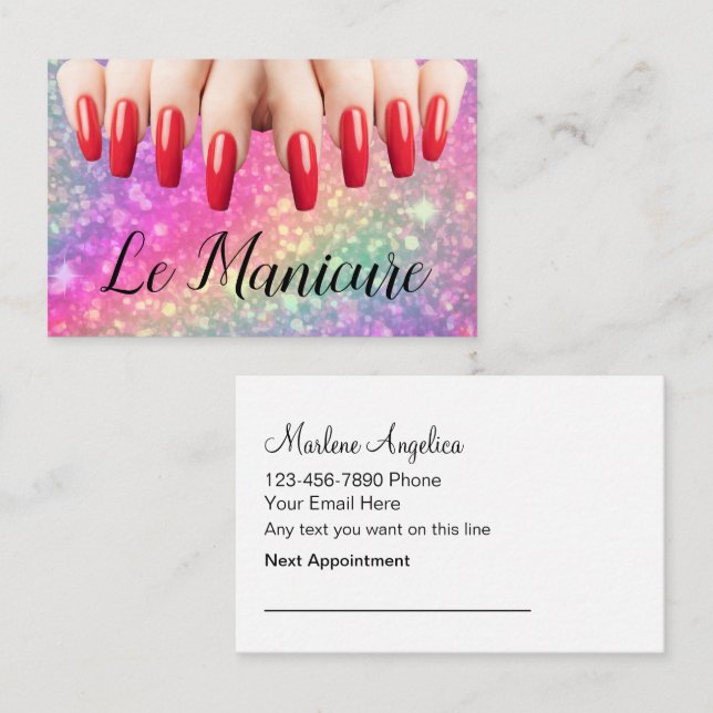 Manicure Nail Tech Terminals Visitenkarten Terminkarte (Vorne/Hinten)