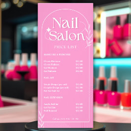 Manicure Pink Service List Nail Salon Preisliste Werbekarte