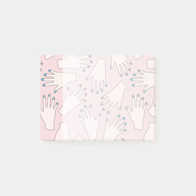 Manicured Handnagel-Studio-Rosa-Pastell-Muster Post-it Klebezettel (Vorderseite)