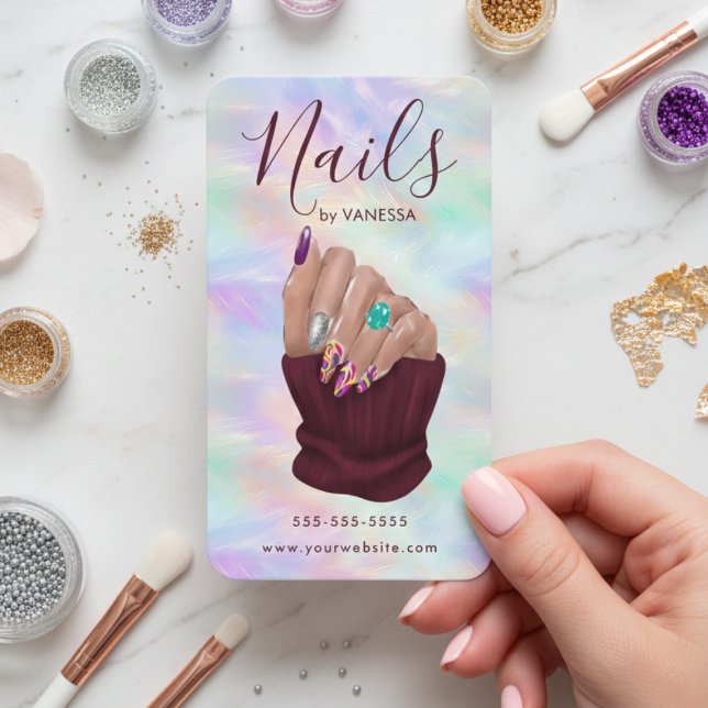 Manicurist Artist Nail Art Studio Stylish Opal Visitenkarte (Von Creator hochgeladen)
