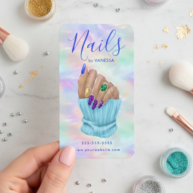 Manicurist Artist Nail Art Studio Stylish Opal Visitenkarte (Von Creator hochgeladen)