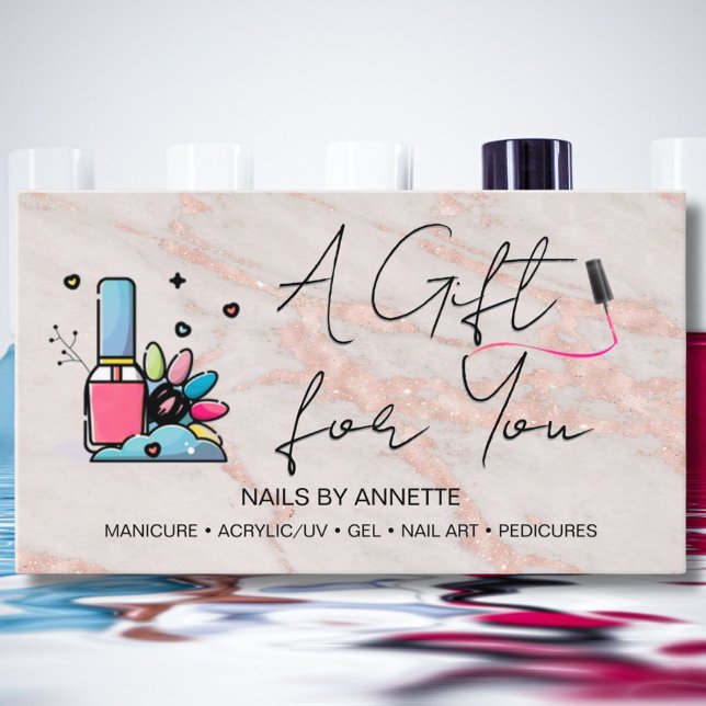 Manicurist Nail Tech Rose Marble Gift Certificate  Visitenkarte (Von Creator hochgeladen)