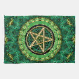 Manifest Your Magic Golden Pentacle Nature Green Geschirrtuch