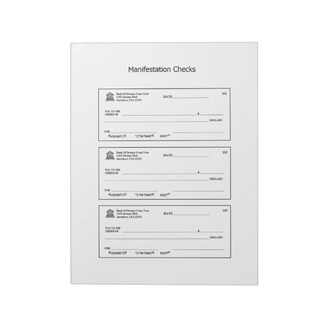 Manifestation von Karos Geld-Leere Karo Notizblock (Rotiert)