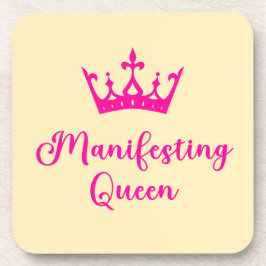 Manifestation von Queen Pink Letters Getränkeuntersetzer