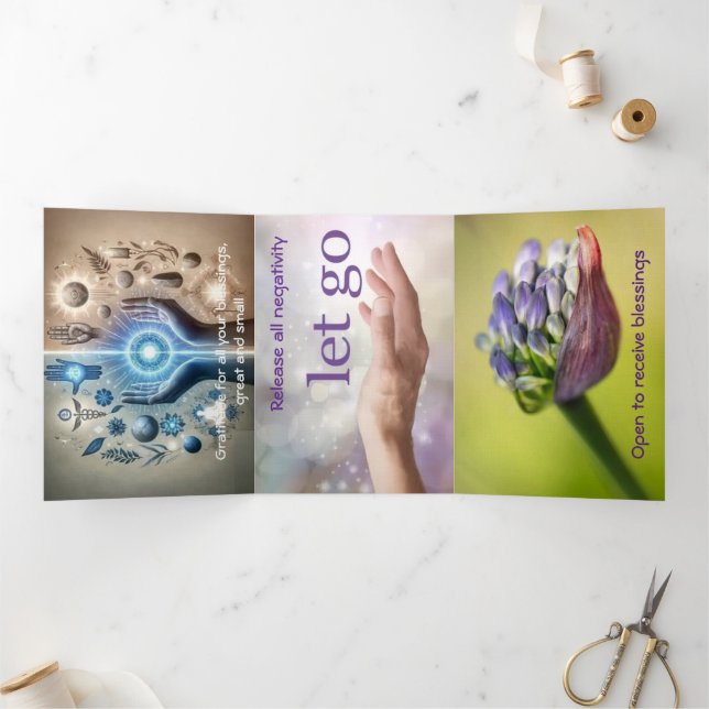 Manifestationen, offen dreifach gefaltete urlaubskarte (Innenseite)