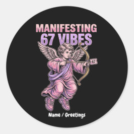 Manifesting 67 Vibes Streetwear Cupid Vintage 90s  Runder Aufkleber