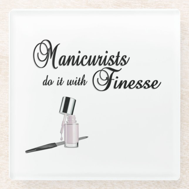 Maniküre machen es mit Finesse Glasuntersetzer (Vorderseite)