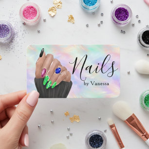Maniküre-Nagel-Künstler Stilvolles Opal-Irideszent Visitenkarte