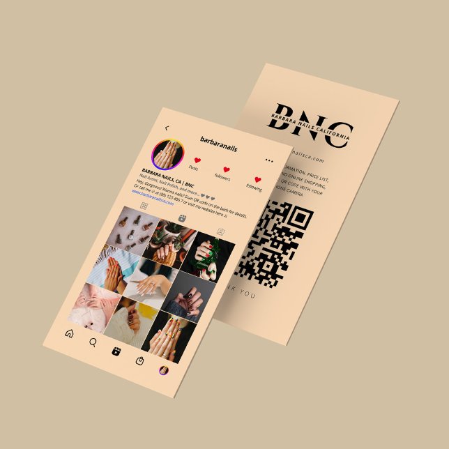 Maniküre Nail Artist Peach Instagram Modern Visitenkarte (Manicurist Nail Artist Peach Instagram Modern Business Card
)