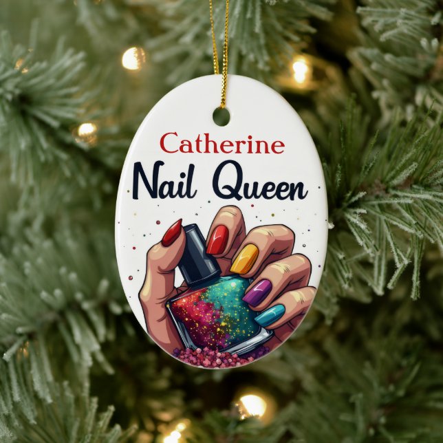 Maniküre Nail Artist Personalisiert Nail Queen Keramik Ornament (Baum)