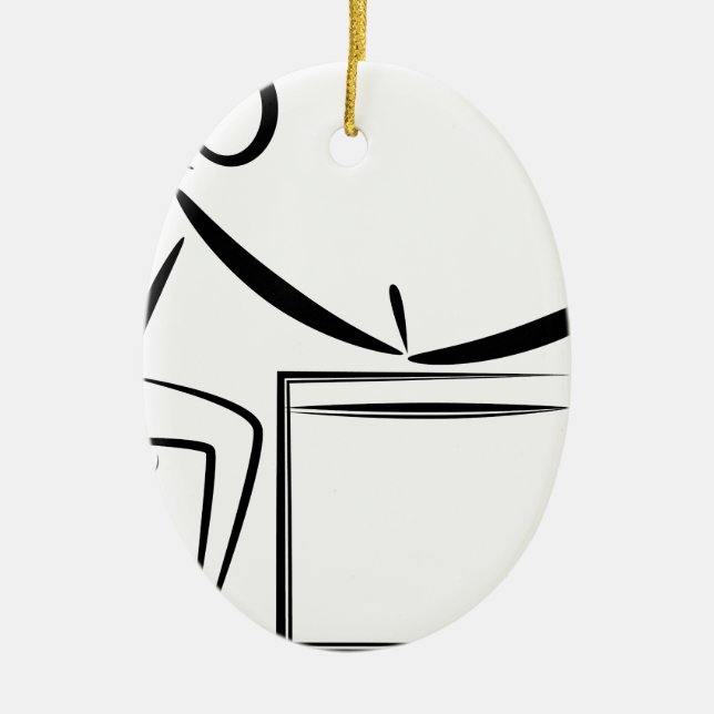 Maniküre-Strichmännchen-Zeichnen Keramik Ornament (Vorne)
