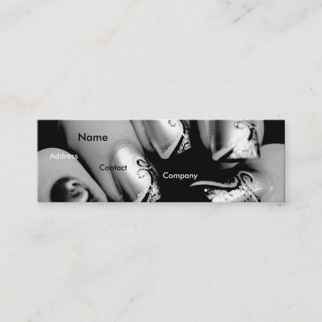 Manikürist-Nägel in Schwarzem u. in Weiß I Mini Visitenkarte (Vorderseite)