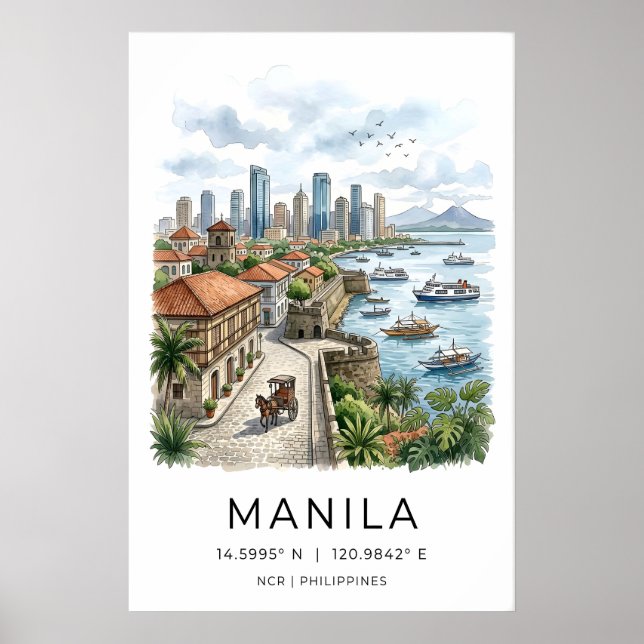 Manila Cityscape Wall Art - Golden Hour, Horse Poster (Vorne)
