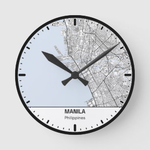 Manila Clock City Linienkunst Runde Wanduhr