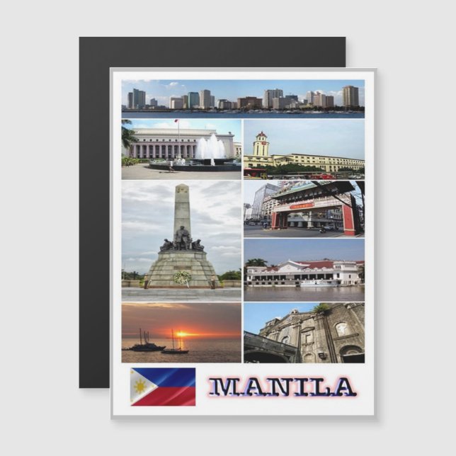 Manila - Philippinen - Mosaik - Magnetkarte (Vorne/Hinten)