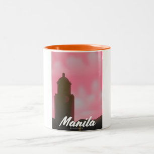 Manila Philippinen Reiseplakat. Zweifarbige Tasse