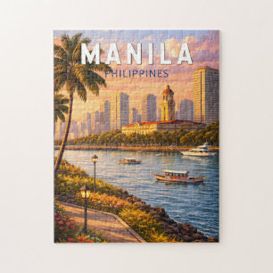 Manila Philippinen Skyline Illustration Reise Kuns Puzzle