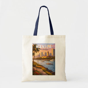 Manila Philippinen Skyline Illustration Reise Kuns Tragetasche