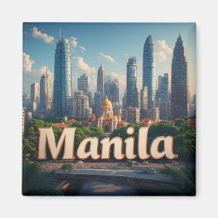 Manila Philippinen Tropische Stadt Illustration Magnet