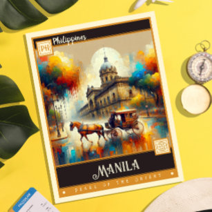 Manila, Philippinen   Vintage Malerei Postkarte